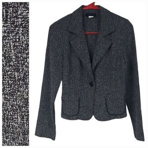 Y2K Funky Tweed Blazer Suit Jacket Women's Small Black/White Career Wear Office